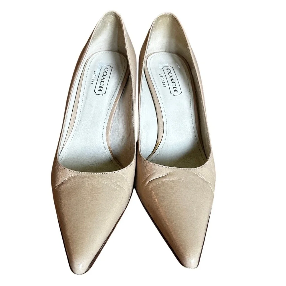 Coach Beige Leather Alison E4 Pointed Toe Pumps Women's 8